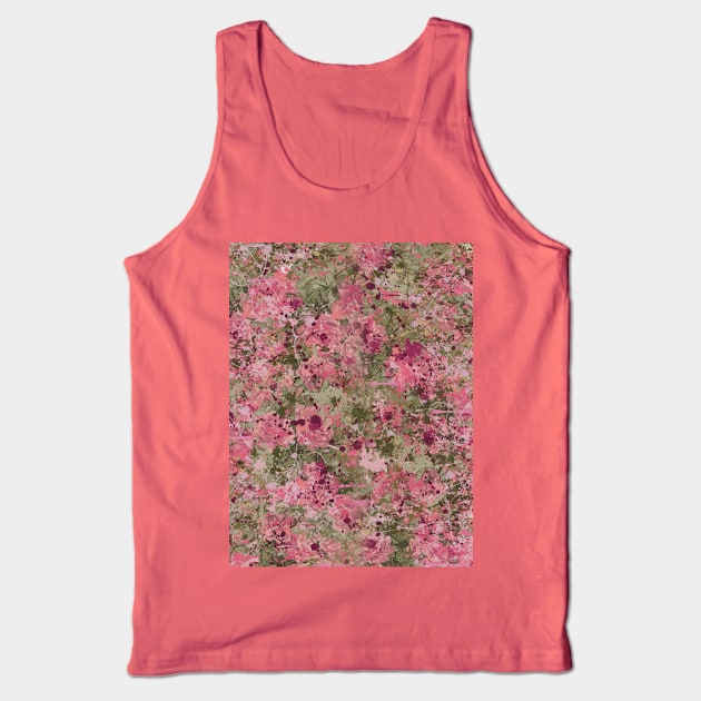 Pink Splattered Rose Garden Tank Top by deb schlier